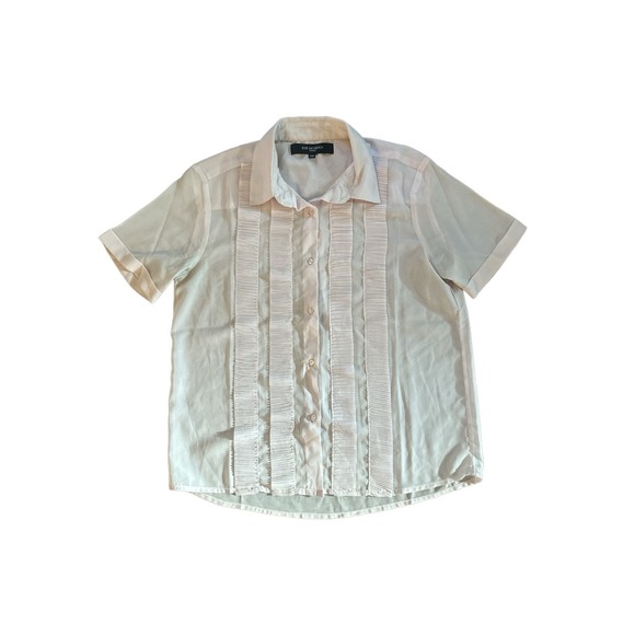 Women 38 Ilse Jacobsen Hornbaek Button Pleated Light Purple Short Slv Blouse Top - Picture 1 of 4